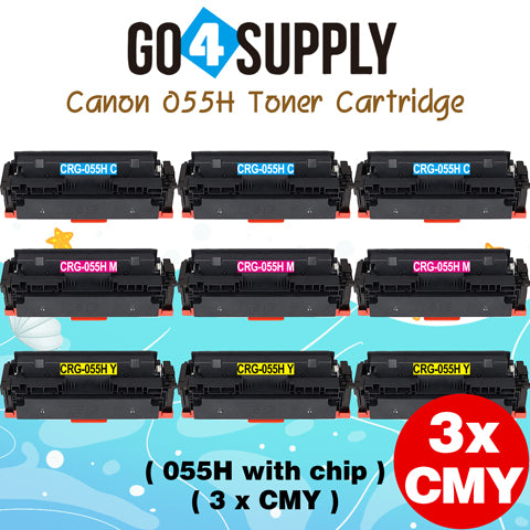Compatible (High-Yield Page) CANON CRG055H (BCMY, WITH CHIP) Set Combo CRG-055H Toner Cartridge Used for Canon i-SENSYS MF741Cdw; i-SENSYS MF745Cdw; i-SENSYS MG743Cx