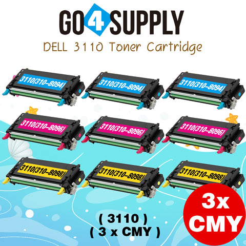 Compatible Combo Set Dell 310-8092 310-8094 310-8096 310-8098 (High Yield, 8000 Pages) Toner Cartridge Used for DELL 3115 3115cn 3110cn Printers