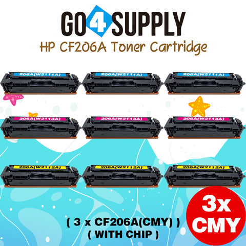 Compatible HP Set Combo (BCMY, WITH CHIP) CF206A W2110A W2111A W2112A W2113A 206A Toner Cartridge Replacement for HP Color LaserJet Pro MFP M283fdw/M283fdn; M255dw/M255nw