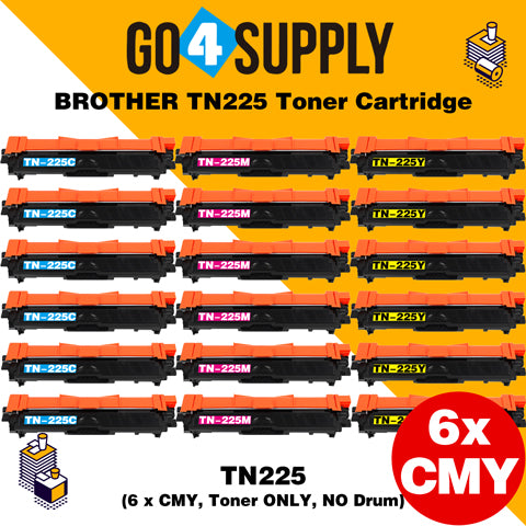 Compatible 3-Color Combo Brother TN225 TN-225 Toner Unit Used for Brother HL-3140CW/ HL-3142CW/ HL-3150CDW/ HL-3152CDW/ HL-3170CDW/ HL-3172CDW/ MFC-9130CW/ MFC-9140CDN/ MFC-9330CDW/ MFC-9340CDW; DCP-9020CDW Printer