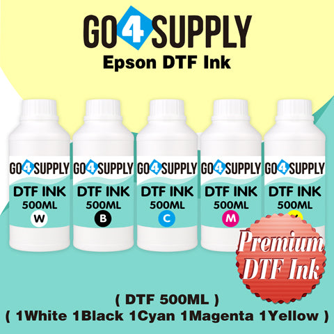 DTF Ink 500ML, DTF Transfer Ink Conversion Kit, Refill for DTF Printers Epson ET-8550, XP-15000, L1800, L805, R1390, R2400, DX7, Heat Transfer Printing Direct to Film(CMYKWh)