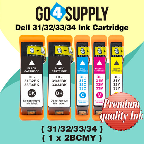 Compatible Combo Set Dell Standard Capacity DELL31/32/33/34 Ink Cartridge (Series 31) for Dell V525w V725w All-in-One Wireless Inkjet Printers (Black + Cyan + Magenta + Yellow)