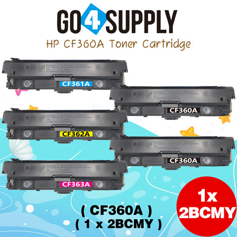 Compatible Combo Set HP 508A CF360A CF361A CF362A CF363A to use with HP Color LaserJet Enterprise Flow MFP M577c, M577z; Enterprise M552dn, M553dh, M553dn, M553n, M553x; Enterprise MFP M577dn, M577f Printers