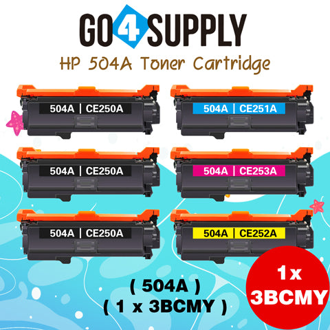 Compatible Combo Set HP 504A CE250A CE251A CE252A CE253A to use for HP Color LaserJet CM3530 MFP, CM3530fs MFP, CP3525dn, CP3525n, CP3525x Printers