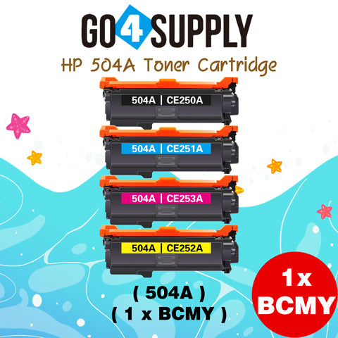 Compatible Combo Set HP 504A CE250A CE251A CE252A CE253A to use for HP Color LaserJet CM3530 MFP, CM3530fs MFP, CP3525dn, CP3525n, CP3525x Printers