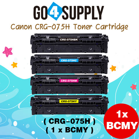 Compatible Canon 075H High-Yield Toner Cartridge Set for Color imageCLASS MF665Cdw, MF663Cdw, MF662Cdw, LBP647Cdw & LBP646Cdw – Black, Cyan, Yellow & Magenta (4-Pack)