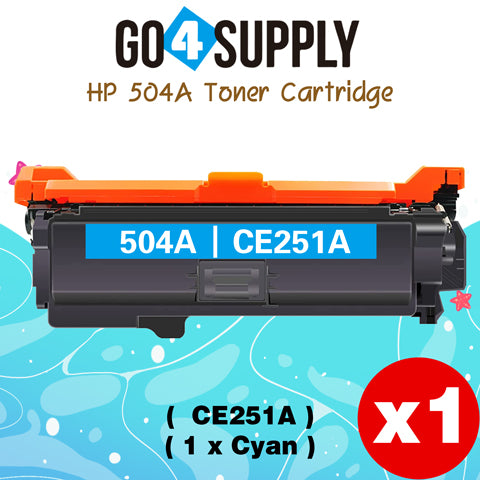 Compatible HP CE251A CE250A 504A Toner Cartridge to work for HP Color LaserJet CM3530 MFP, CM3530fs MFP, CP3525dn, CP3525n, CP3525x Printers (1 Pack, Cyan)