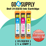 Compatible Combo Set Dell Standard Capacity DELL31/32/33/34 Ink Cartridge (Series 31) for Dell V525w V725w All-in-One Wireless Inkjet Printers (Black + Cyan + Magenta + Yellow)