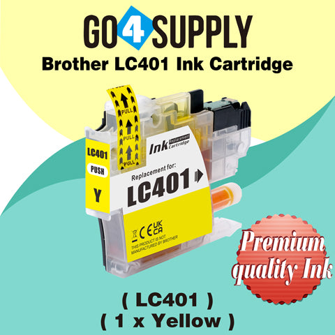 Compatible Brother LC401 LC-401 Yellow Standard-Yield Ink Cartridge Replacement for MFC-J1010DW MFC-J1012DW MFC-J1170DW Printer