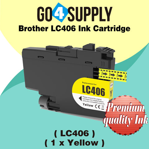 Compatible Brother LC406 LC-406 Yellow Ink Cartridge Replacement for MFC-J4335DW MFC-J4345DW MFC-J4535DW MFC-J5855DW MFC-J5955DW MFC-J6555DW MFC-J6955DW HL-JF1 Printer