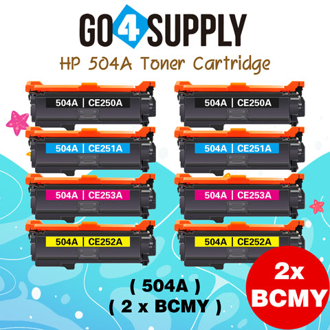 Compatible Combo Set HP 504A CE250A CE251A CE252A CE253A to use for HP Color LaserJet CM3530 MFP, CM3530fs MFP, CP3525dn, CP3525n, CP3525x Printers