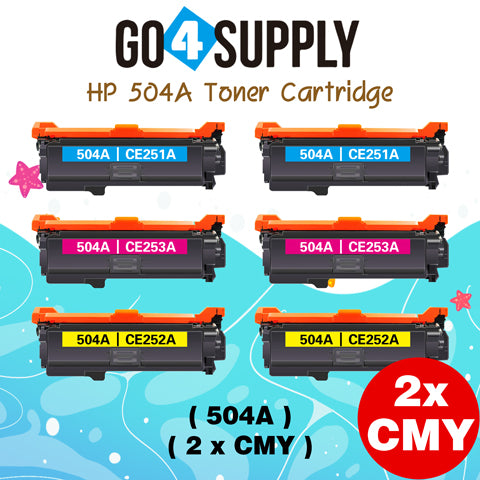 Compatible Combo Set HP 504A CE250A CE251A CE252A CE253A to use for HP Color LaserJet CM3530 MFP, CM3530fs MFP, CP3525dn, CP3525n, CP3525x Printers