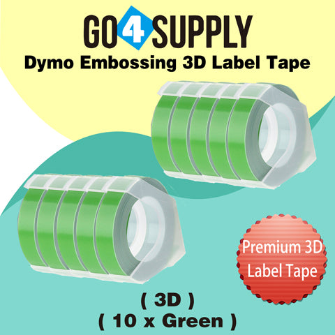 Compatible DYMO 3/8 Inch 3D Plastic Self-Adhesive Labels for Dymo Embossing Label (Green)
