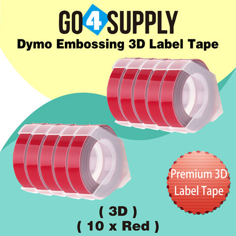 Compatible DYMO 3/8 Inch 3D Plastic Self-Adhesive Labels for Dymo Embossing Label (Red)