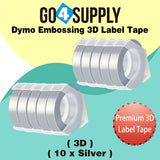 Compatible DYMO 3/8 Inch 3D Plastic Self-Adhesive Labels for Dymo Embossing Label (Silver)