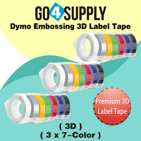 Compatible DYMO 3/8 Inch 3D Plastic Self-Adhesive Labels for Dymo Embossing Label (Set Combo)