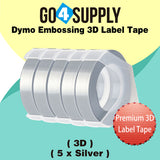 Compatible DYMO 3/8 Inch 3D Plastic Self-Adhesive Labels for Dymo Embossing Label (Silver)