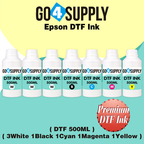 DTF Ink 500ML, DTF Transfer Ink Conversion Kit, Refill for DTF Printers Epson ET-8550, XP-15000, L1800, L805, R1390, R2400, DX7, Heat Transfer Printing Direct to Film(CMYKWh)