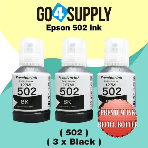 Compatible 502 Black Ink Refill Bottles for ET-2750 ET2760 ET-2803 ET-3750 ET-4750 ET-3760 ET-4760 ET-2850 ET-4800 ET-3700 ET-3710 ET-15000 ET-2800 ST-4000 Printer