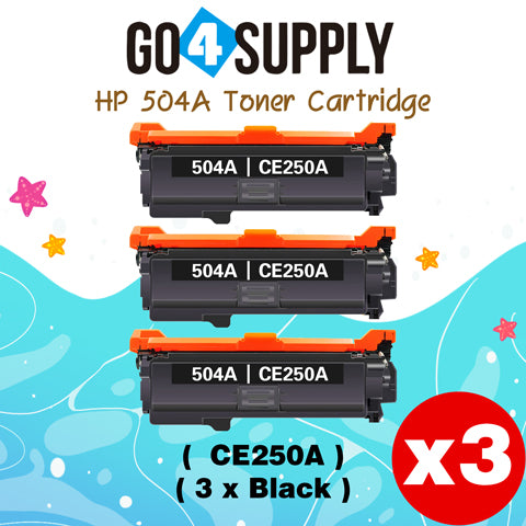 Compatible HP 504A CE250A Black Toner Cartridge to use for HP Color LaserJet CM3530 MFP, CM3530fs MFP, CP3525dn, CP3525n, CP3525x Printer