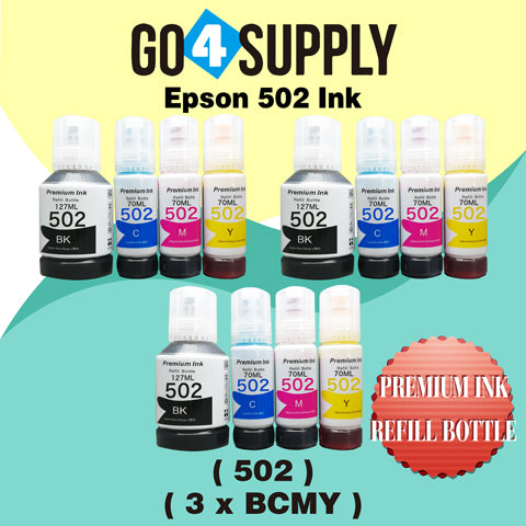 Compatible 502 Ink Refill Bottles for ET-2750 ET2760 ET-2803 ET-3750 ET-4750 ET-3760 ET-4760 ET-2850 ET-4800 ET-3700 ET-3710 ET-15000 ET-2800 ST-4000 Printer