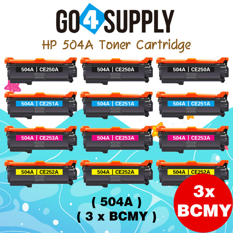 Compatible Combo Set HP 504A CE250A CE251A CE252A CE253A to use for HP Color LaserJet CM3530 MFP, CM3530fs MFP, CP3525dn, CP3525n, CP3525x Printers
