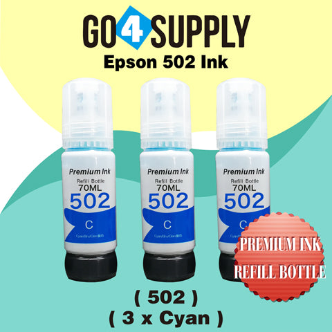 Compatible 502 Cyan Ink Refill Bottles for ET-2750 ET2760 ET-2803 ET-3750 ET-4750 ET-3760 ET-4760 ET-2850 ET-4800 ET-3700 ET-3710 ET-15000 ET-2800 ST-4000 Printer