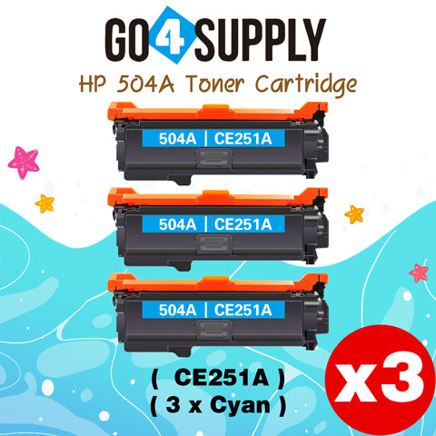 Compatible HP CE251A CE250A 504A Toner Cartridge to work for HP Color LaserJet CM3530 MFP, CM3530fs MFP, CP3525dn, CP3525n, CP3525x Printers (1 Pack, Cyan)