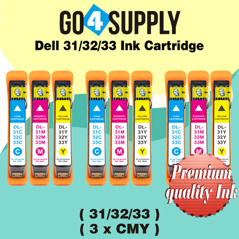 Compatible Combo Set Dell Standard Capacity DELL31/32/33/34 Ink Cartridge (Series 31) for Dell V525w V725w All-in-One Wireless Inkjet Printers (Black + Cyan + Magenta + Yellow)