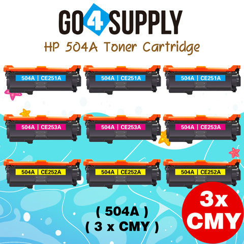 Compatible Combo Set HP 504A CE250A CE251A CE252A CE253A to use for HP Color LaserJet CM3530 MFP, CM3530fs MFP, CP3525dn, CP3525n, CP3525x Printers