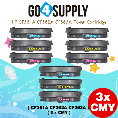 Compatible Combo Set HP 508A CF360A CF361A CF362A CF363A to use with HP Color LaserJet Enterprise Flow MFP M577c, M577z; Enterprise M552dn, M553dh, M553dn, M553n, M553x; Enterprise MFP M577dn, M577f Printers
