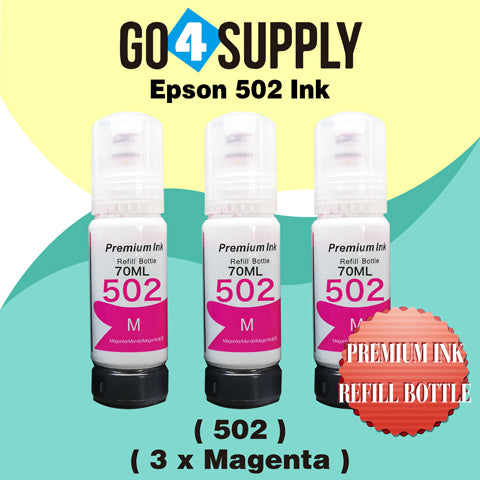 Compatible 502 Magenta Ink Refill Bottles for ET-2750 ET2760 ET-2803 ET-3750 ET-4750 ET-3760 ET-4760 ET-2850 ET-4800 ET-3700 ET-3710 ET-15000 ET-2800 ST-4000 Printer