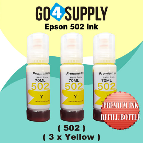 Compatible 502 Yellow Ink Refill Bottles for ET-2750 ET2760 ET-2803 ET-3750 ET-4750 ET-3760 ET-4760 ET-2850 ET-4800 ET-3700 ET-3710 ET-15000 ET-2800 ST-4000 Printer