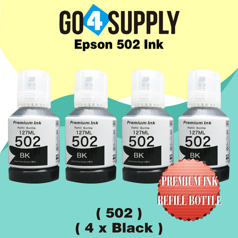 Compatible 502 Black Ink Refill Bottles for ET-2750 ET2760 ET-2803 ET-3750 ET-4750 ET-3760 ET-4760 ET-2850 ET-4800 ET-3700 ET-3710 ET-15000 ET-2800 ST-4000 Printer