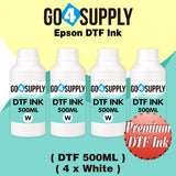 DTF Ink 500ML, DTF Transfer Ink Conversion Kit, Refill for DTF Printers Epson ET-8550, XP-15000, L1800, L805, R1390, R2400, DX7, Heat Transfer Printing Direct to Film(CMYKWh)