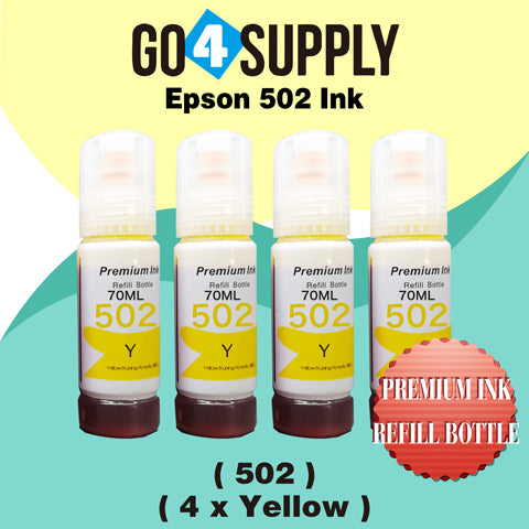 Compatible 502 Yellow Ink Refill Bottles for ET-2750 ET2760 ET-2803 ET-3750 ET-4750 ET-3760 ET-4760 ET-2850 ET-4800 ET-3700 ET-3710 ET-15000 ET-2800 ST-4000 Printer