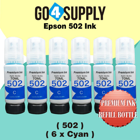 Compatible 502 Cyan Ink Refill Bottles for ET-2750 ET2760 ET-2803 ET-3750 ET-4750 ET-3760 ET-4760 ET-2850 ET-4800 ET-3700 ET-3710 ET-15000 ET-2800 ST-4000 Printer