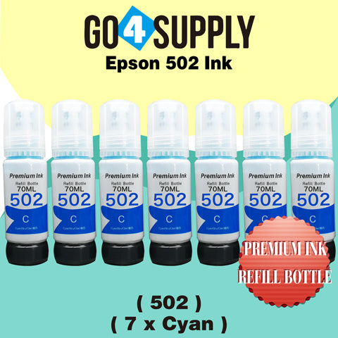 Compatible 502 Cyan Ink Refill Bottles for ET-2750 ET2760 ET-2803 ET-3750 ET-4750 ET-3760 ET-4760 ET-2850 ET-4800 ET-3700 ET-3710 ET-15000 ET-2800 ST-4000 Printer