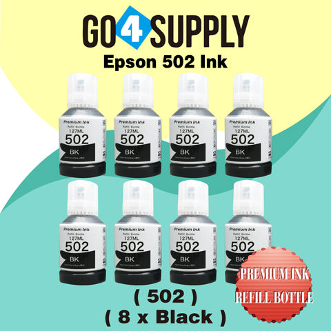 Compatible 502 Black Ink Refill Bottles for ET-2750 ET2760 ET-2803 ET-3750 ET-4750 ET-3760 ET-4760 ET-2850 ET-4800 ET-3700 ET-3710 ET-15000 ET-2800 ST-4000 Printer