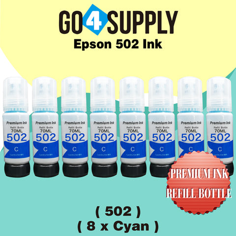Compatible 502 Cyan Ink Refill Bottles for ET-2750 ET2760 ET-2803 ET-3750 ET-4750 ET-3760 ET-4760 ET-2850 ET-4800 ET-3700 ET-3710 ET-15000 ET-2800 ST-4000 Printer