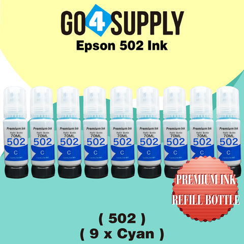 Compatible 502 Cyan Ink Refill Bottles for ET-2750 ET2760 ET-2803 ET-3750 ET-4750 ET-3760 ET-4760 ET-2850 ET-4800 ET-3700 ET-3710 ET-15000 ET-2800 ST-4000 Printer