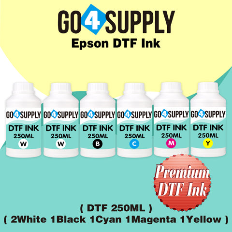 DTF Ink 5x250ML, DTF Transfer Ink Conversion Kit, Refill for DTF Printers Epson ET-8550, XP-15000, L1800, L805, R1390, R2400, DX7, Heat Transfer Printing Direct to Film(CMYK + Wh)
