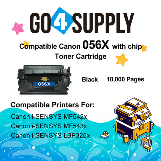 Compatible (WITH CHIP) Canon 056H CRG-056H CRG056H Toner Cartridge Use for Canon ImageCLASS LBP325dn LBP325X MF543dw MF543X MF542X Printers