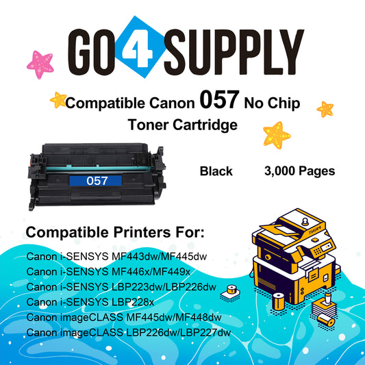 Compatible Canon 057 Black (3009C001) NO CHIP Toner Cartridge use for Canon imageCLASS MF449dw, MF448dw, MF445dw, LBP228dw, LBP227dw, LBP226dw Laser Printers