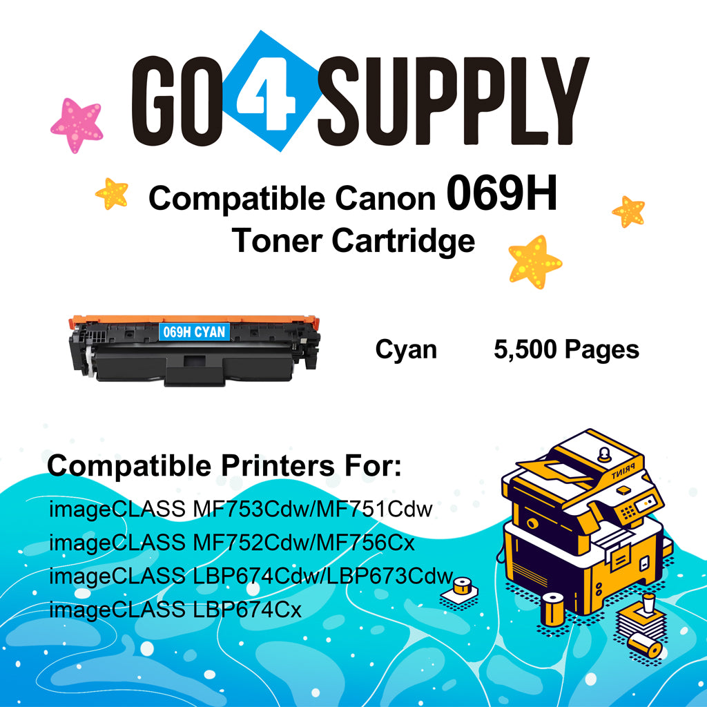Compatible Canon 069H 069 Cyan Toner Cartridge Used for Canon imageCLASS MF753Cdw MF751Cdw LBP673cdw LBP674Cdw Series Printers