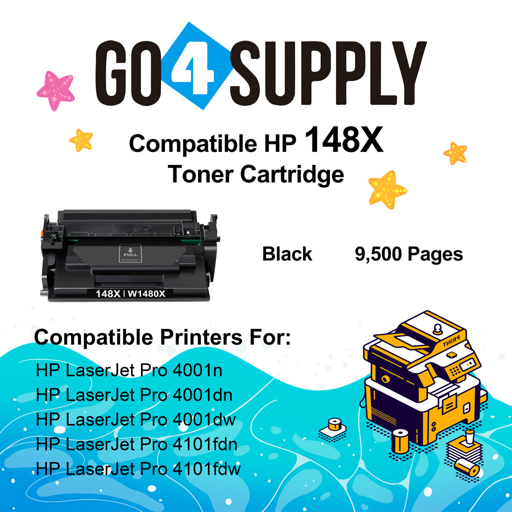 Compatible HP 148X W1480X (WITH CHIP) Toner Cartridge Used for HP LaserJet Pro 4001n/4001dn/4001dw/4101fdn/4101fdw Printers