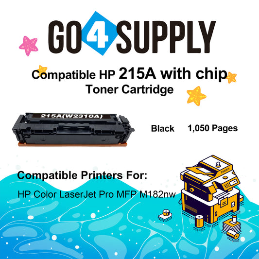 Compatible HP 215A CF215A WITH CHIP Toner Cartridge to use for HP Color Laserjet Pro MFP M182nw M183fw M182 M183 M155 W2310A W2311A W2312A W2313A Printers (Black)