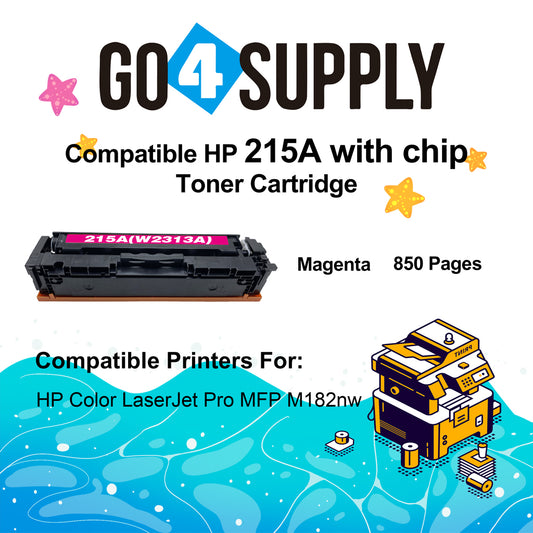 Compatible HP 215A CF215A (Magenta) Toner Cartridge to use for HP Color Laserjet Pro MFP M182nw M183fw M182 M183 M155 W2310A W2311A W2312A W2313A Printers (WITH CHIP)
