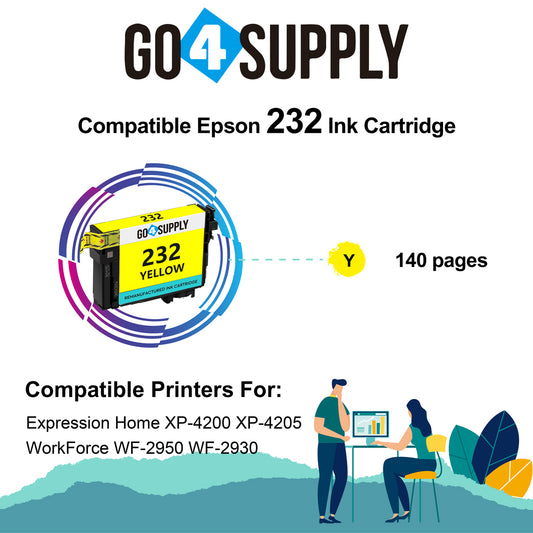 Compatible Epson 232 XL 232XL 232 Yellow Ink Cartridge Replacement for Epson Expression Home XP-4200 XP-4205 Workforce WF-2930 WF-2950 Printer