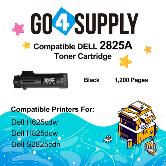 Compatible (3,000 Yield) Dell 2825 593-BBOW N7DWF Black Toner Cartridge Replacement for H825cdw H625cdw S2825cdn Printer